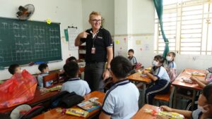 Doing Charity work for poor children in Vietnam